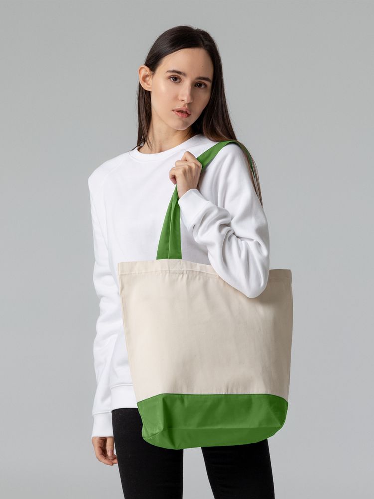 Холщовая сумка Shopaholic, ярко-зеленая-5