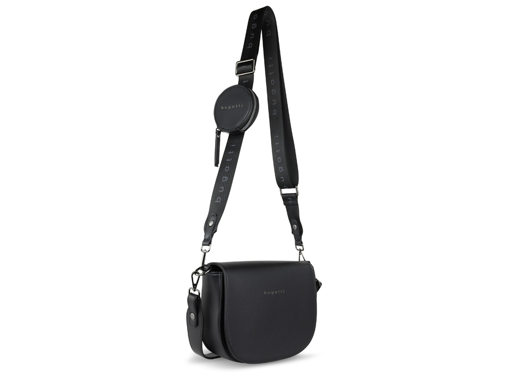 Сумка наплечная женская BUGATTI Almata, с кошельком, чёрная, полиуретан, 27х6х18,5 см-7