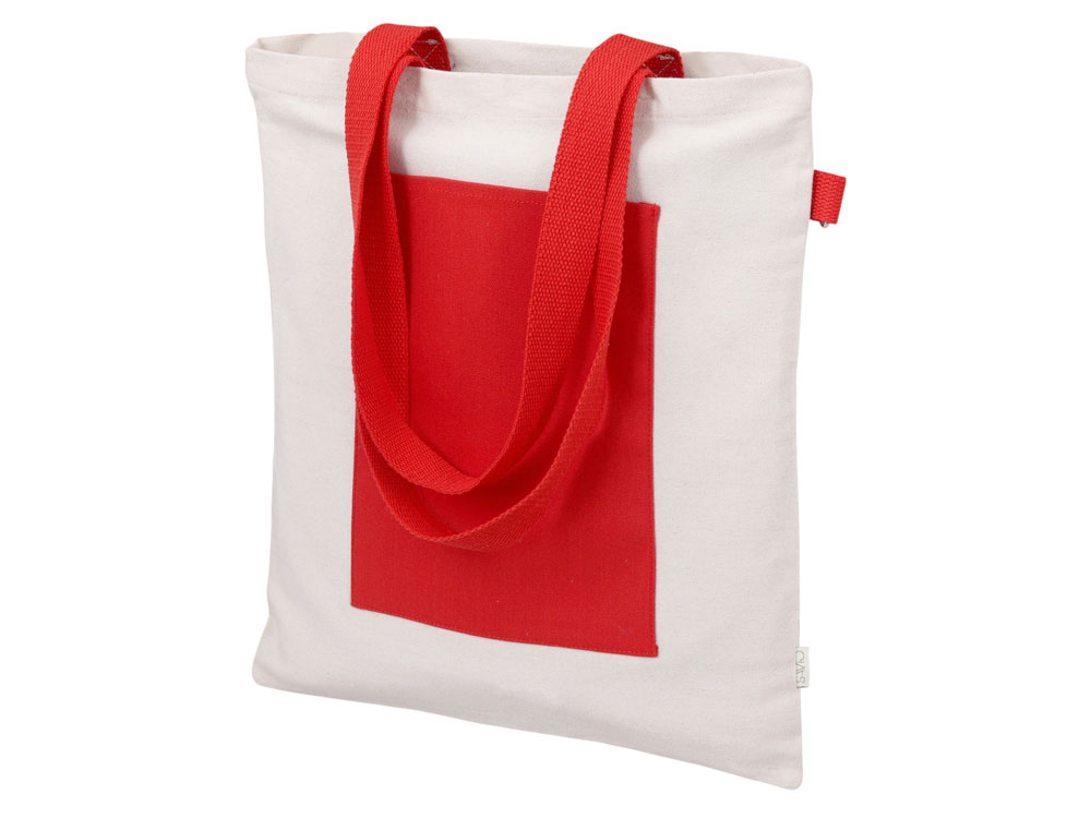 Сумка для покупокTopiс из переработанных материалов с наружным цветным карманом, красный-0