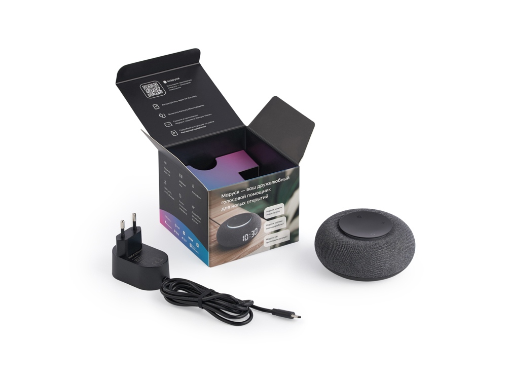 Умная колонка VK Капсула Мини с голосовым помощником Марусей, темный серый-4