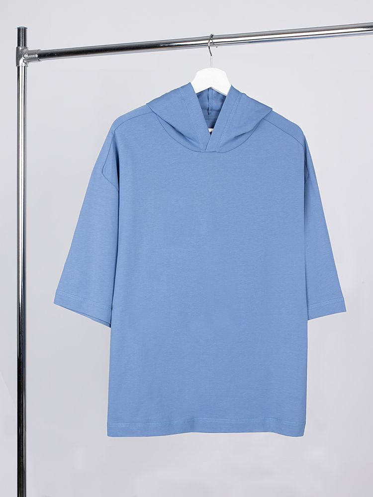 Футболка оверсайз унисекс с капюшоном Neofit, синяя-2