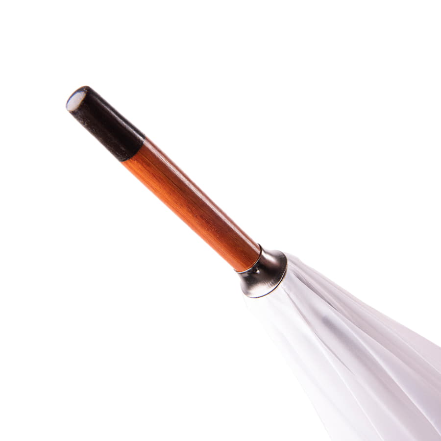 Зонт-трость с деревянной ручкой, полуавтомат; белый; D=103 см, L=90см; полиэстер, белый-1