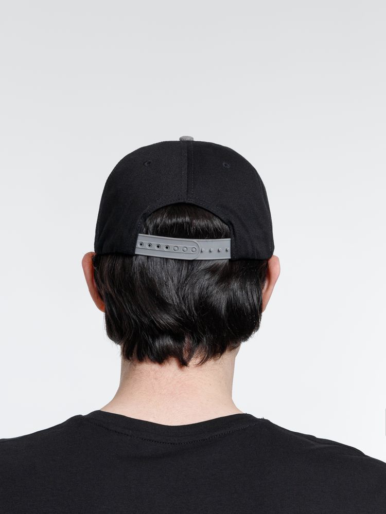 Бейсболка Foreside с прямым козырьком, черная с серым-4