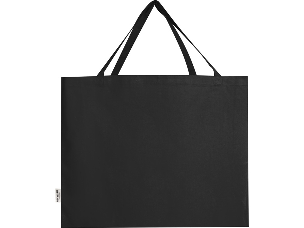 Odessa большая эко-сумка из переработанного хлопка, сертифицированного согласно GRS, плотностью 220 г/м² - сплошной черный-2