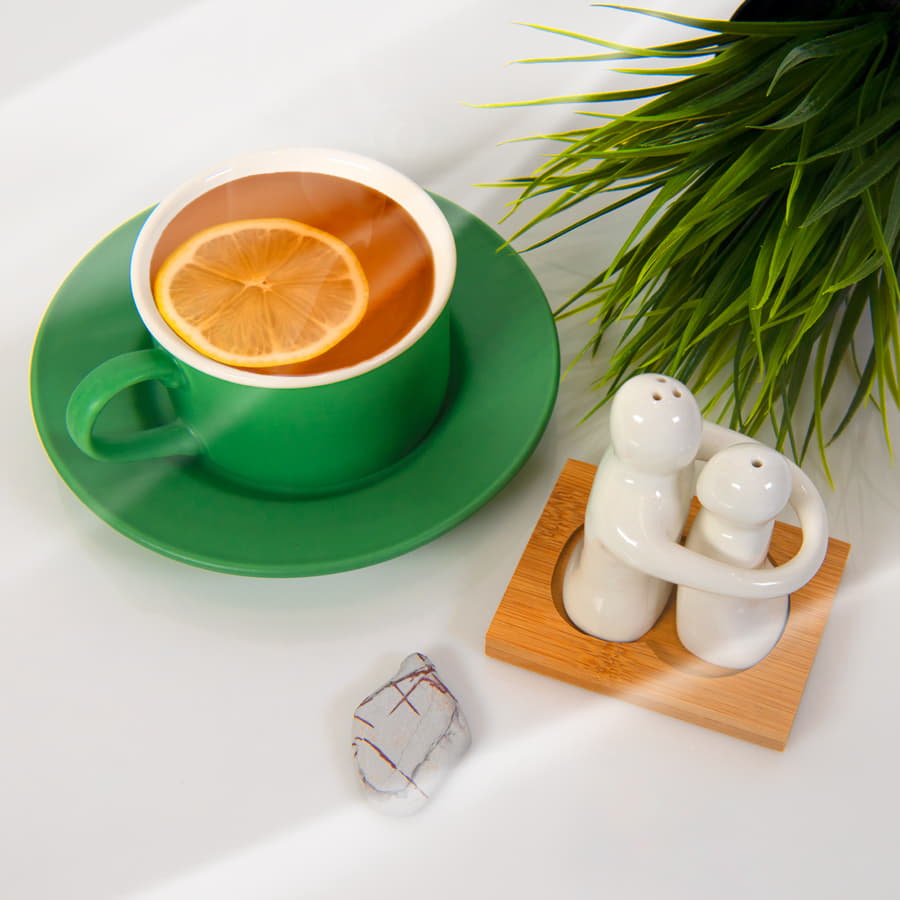 Чайная пара ICE CREAM, зеленый, белый-11