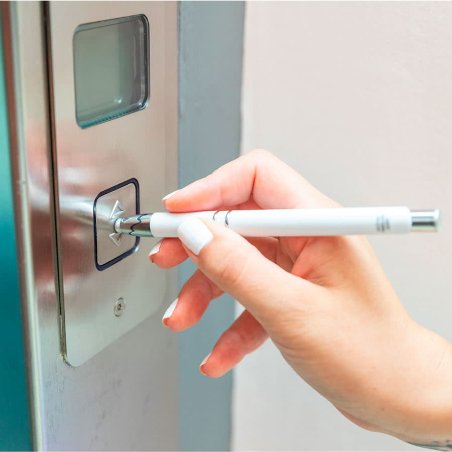 Шариковая ручка со стилусом TOPEN, белый, антибактериальный пластик, белый-9