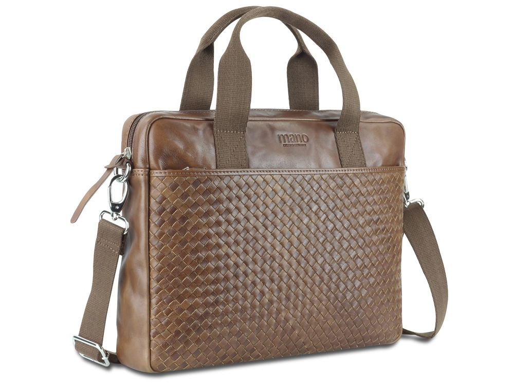 Сумка Mano Don Luca, натуральная кожа в коньячном цвете, 37 х 27 х 6 см-2