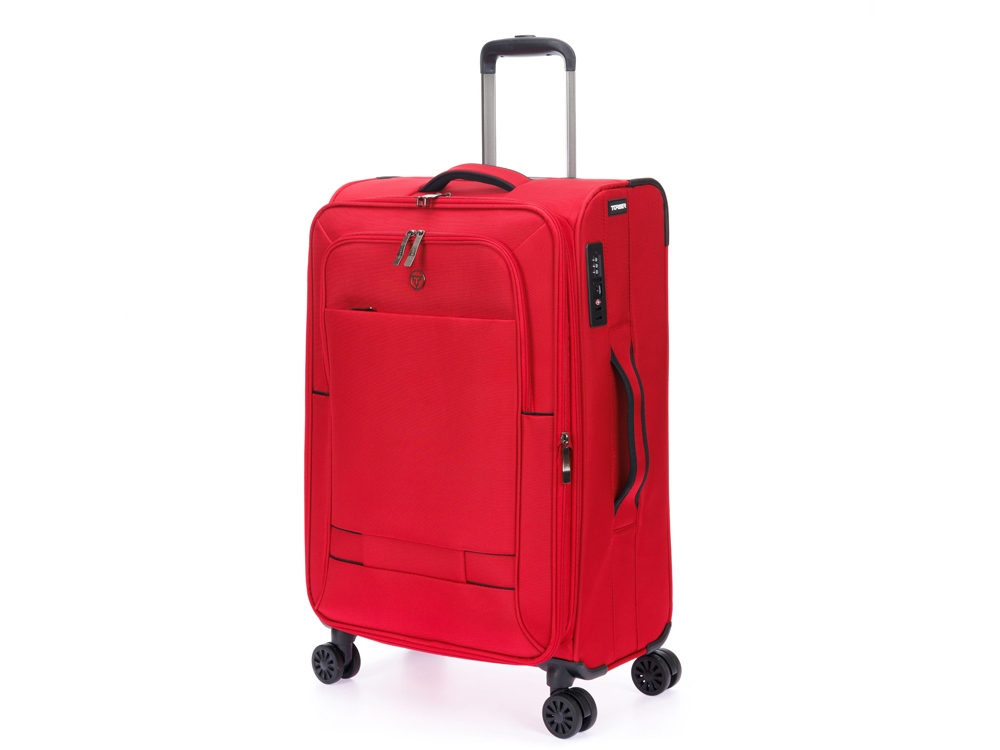 Чемодан TORBER Brosno, красный, нейлон 600D, 43,5 х 19 х 68 см, 56 л-0