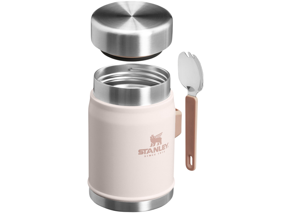 Банка для еды объемом 400 мл с ложкой-вилкой Stanley Legendary - Light pink-2