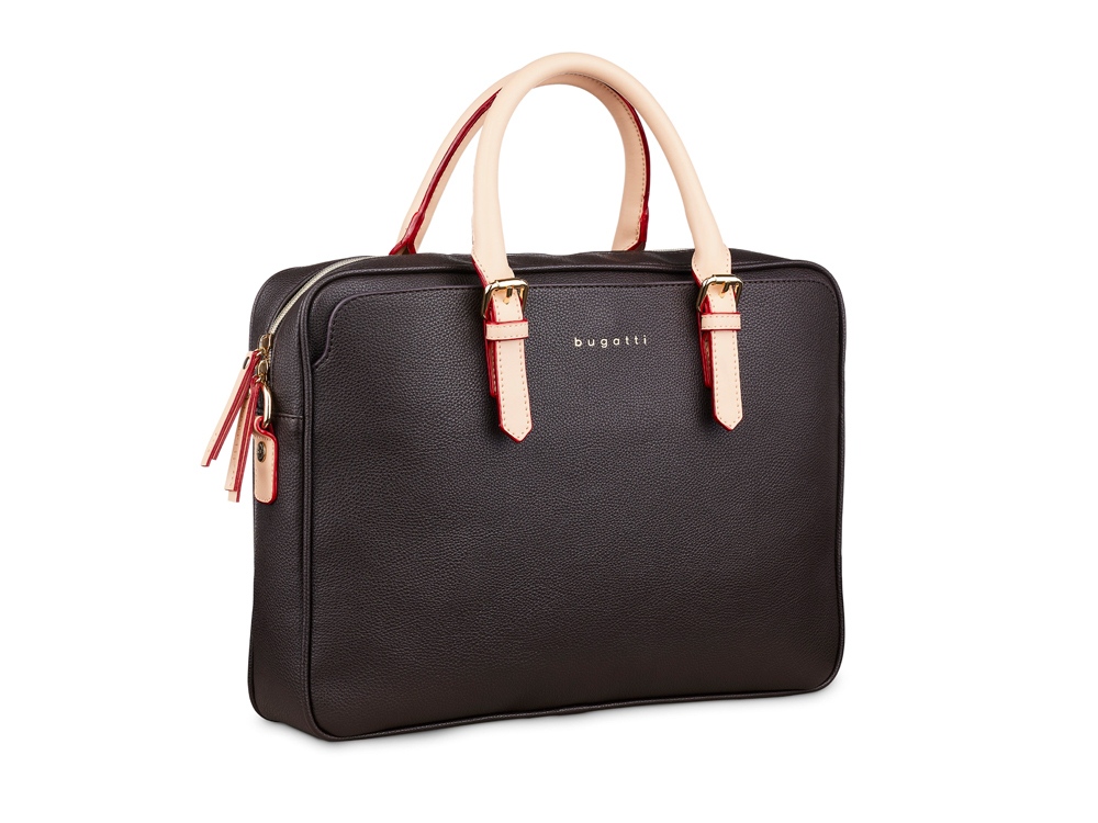 Портфель женский BUGATTI Ella 15'', тёмно-коричневый, полиуретан, 38х6х27,5 см-0