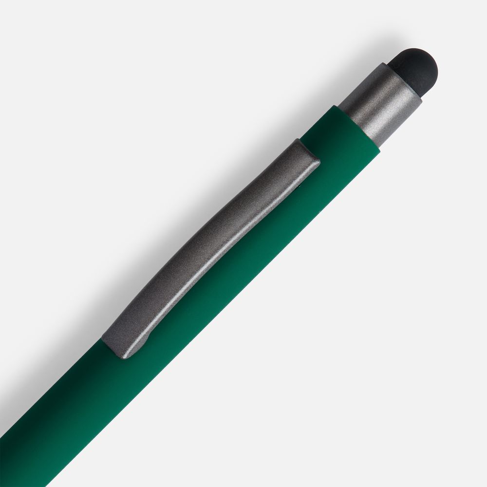 Ручка шариковая Atento Soft Touch со стилусом, зеленая-3