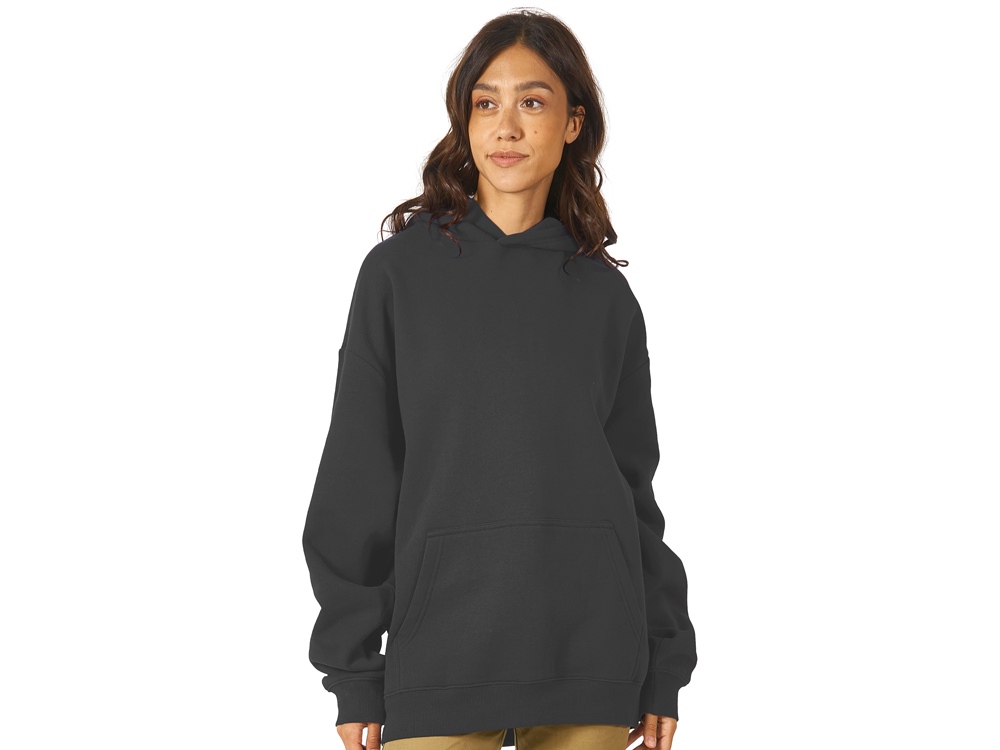 Толстовка с капюшоном оверсайз Berlin унисекс, темно-серый-2