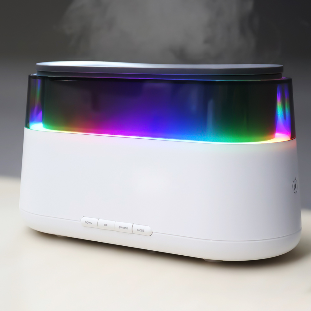 Светодиодный USB увлажнитель-ароматизатор Brava с часами с RGB подсветкой, Белый-4
