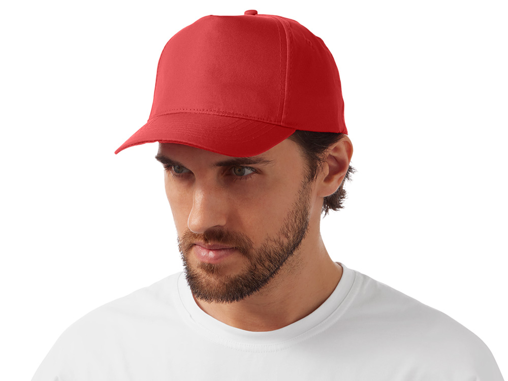Бейсболка Poly 5-ти панельная 120 гр, красный-1