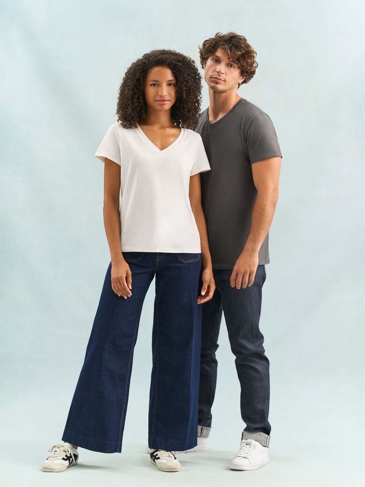 Футболка унисекс Regent с V-образным вырезом, черная-3