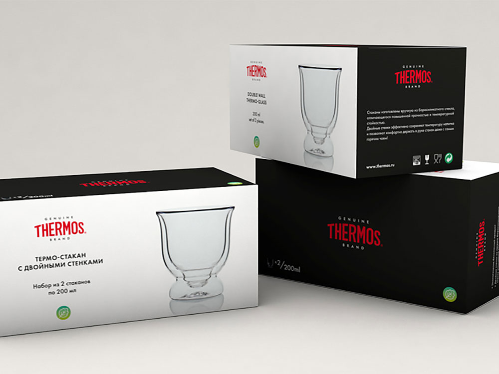 Набор стаканов из двойного стекла тм THERMOS 0,2L, в наборе 2 шт.-2