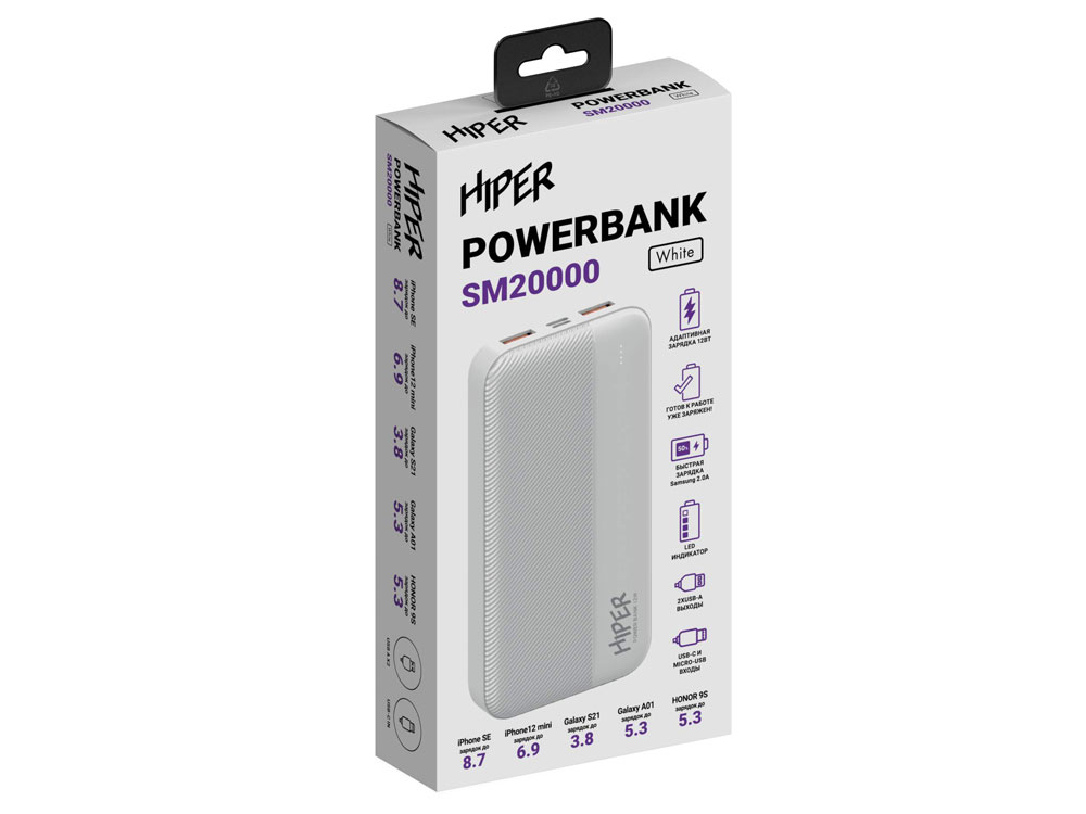 Портативный внешний аккумулятор SM20000 White-3