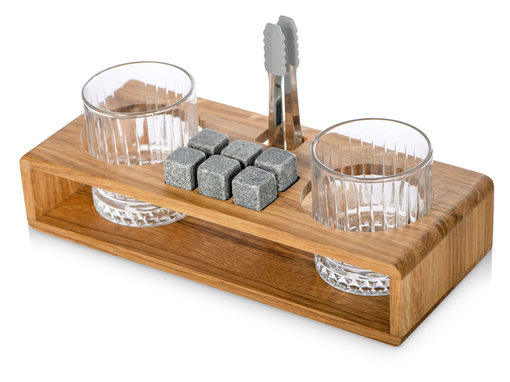 Набор для виски и коктейлей на подставке из дуба Whiskey Party-0