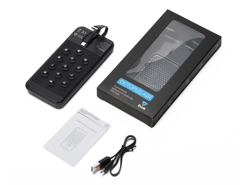 Портативное беспроводное зарядное устройство Octopus Air, 5000 mAh, черный-6
