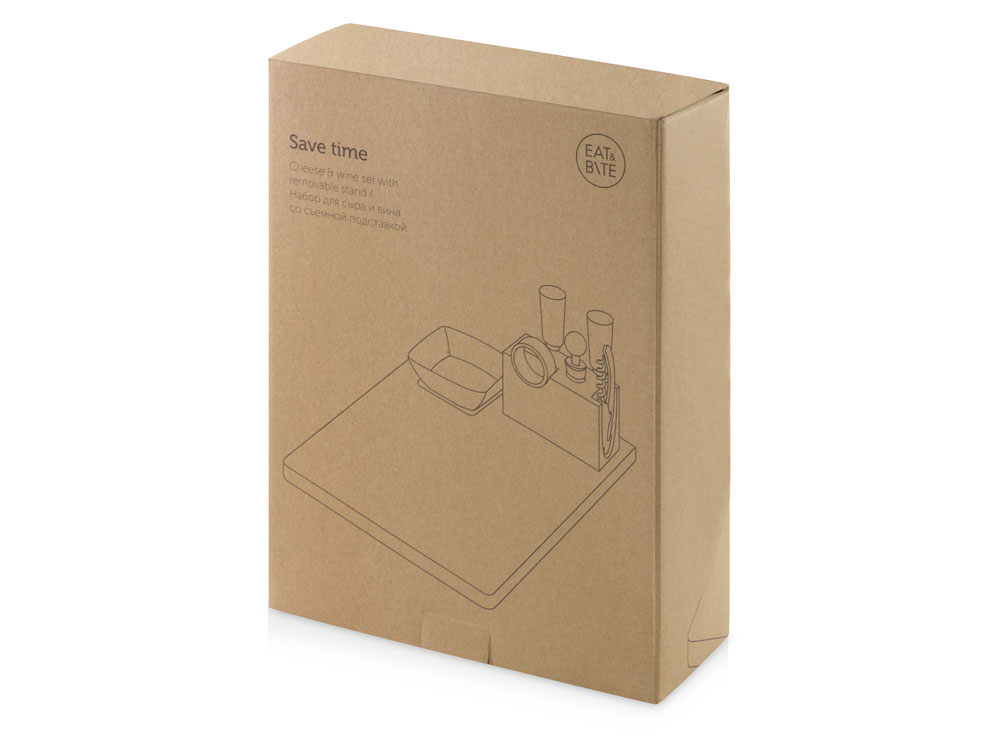 Набор Save time для сыра и вина со съемной подставкой, натуральный, серебристый-9