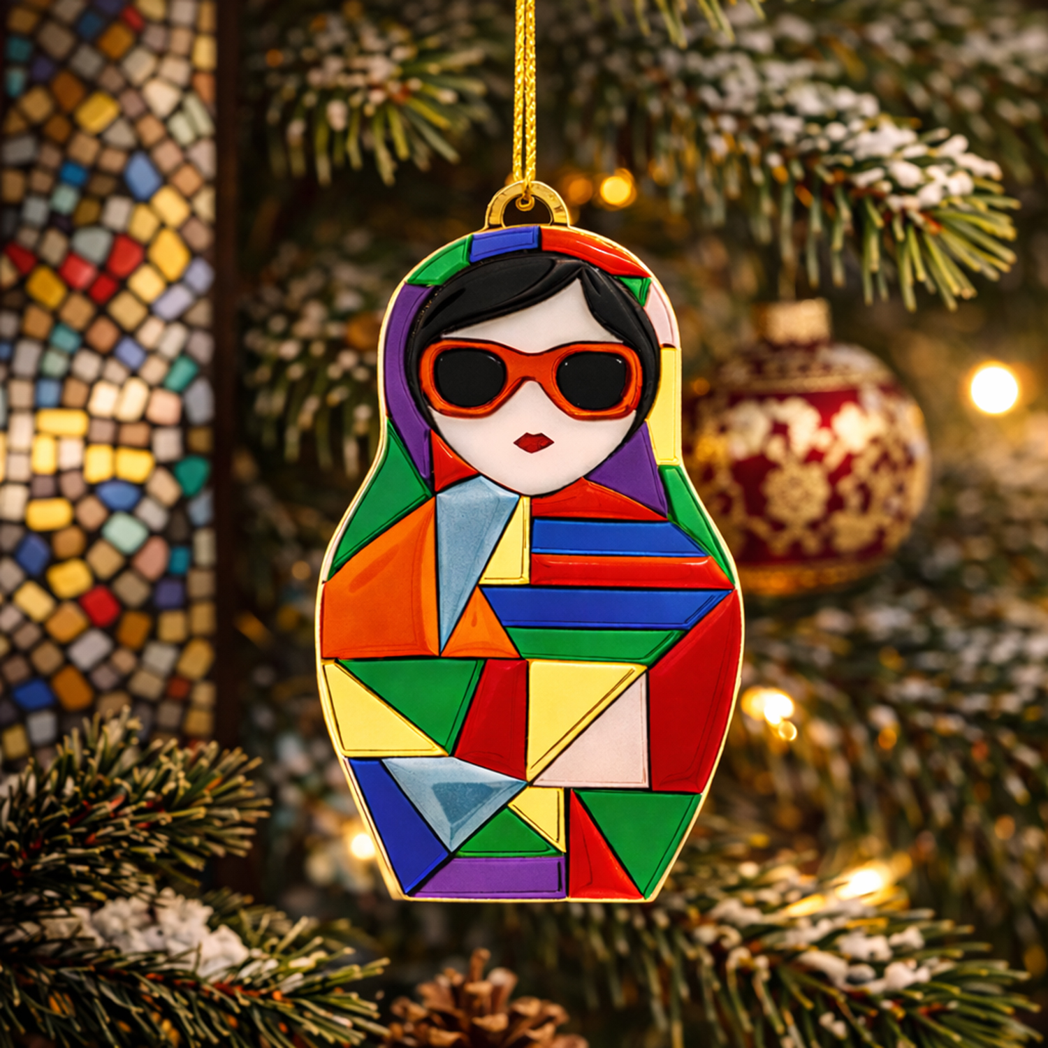 Ёлочная игрушка Матрешка с мозаикой (разноцветный)-7