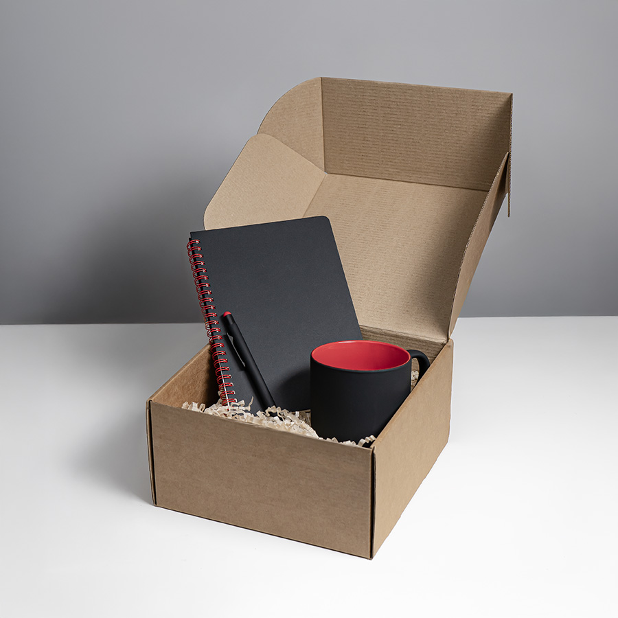 Набор подарочный FLAME: блокнот, ручка, кружка; черный/красный, черный, красный-2