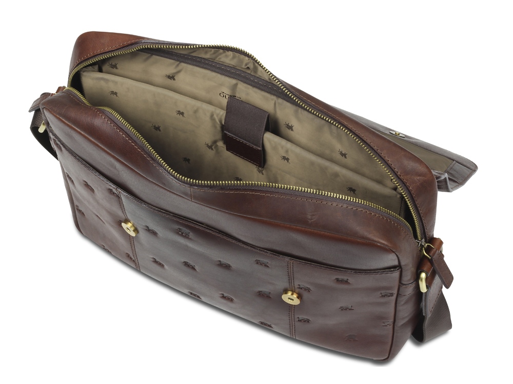 Сумка через плечо Mano Don Leon, натуральная кожа в коричневом цвете, 38 х 30 х 7 см-4