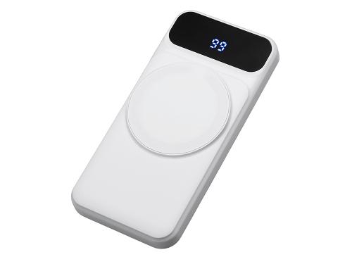 Магнитный беспроводной внешний аккумулятор со встроенными кабелями Мэни,быстаря зарядка, 10000 мАч, белый