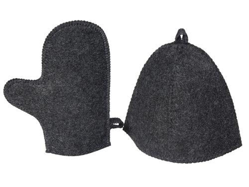 Банный набор из шапки и рукавицы Renew, серый