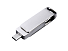 USB 2.0-флешка на 16 Гб поворотный механизм, c дополнительным разъемом Micro USB с одноцветным металлическим клипом