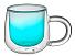Кружка с двойными стенками с широкой ручкой и градиентным покрытием Fog, бирюзовый