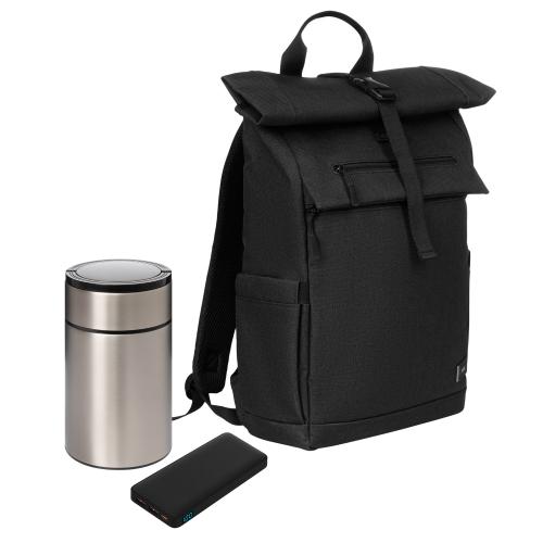 Подарочный набор Монте (Monte), черный (термос, ЗУ, рюкзак)