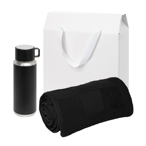 Подарочный набор Осло (Oslo), черный (плед, термос)