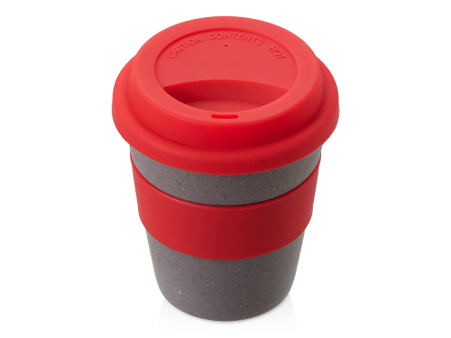 Стакан с силиконовой крышкой Cafe, красный