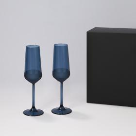 Подарочный набор 2 бокала для шампанского Sapphire в черной коробке