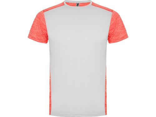 Спортивная футболка Zolder мужская, белый/меланжевый неоновый коралловый