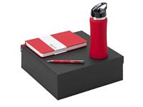 Подарочный набор с блокнотом С2, металлической ручкой и бутылкой для воды, красный