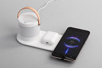 Настольная беспроводная (15W) зарядная станция "Smart Home" с bluetooth колонкой-лампой Настольная беспроводная (15W) зарядная станция "Smart Home" с bluetooth колонкой-лампой