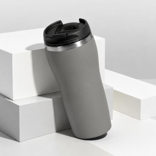 Термокружка Double wall mug C1, soft touch, 350 мл, серый