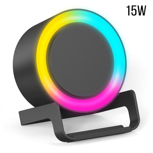 Беспроводная Bluetooth колонка U-Tone RGB c функцией беспроводной зарядки 15W, Черный.