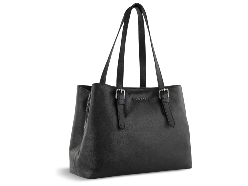 Сумка женская BUGATTI БЕЛЛА | BELLA, чёрная, воловья кожа/полиэстер, 33х14х25 см