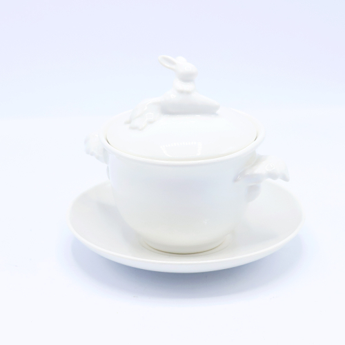 Бульонница "Кролик - Везунчик" с тарелкой, Белый