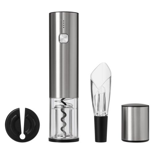 Набор для вина с электрическим штопором Винтаро (Vintaro), серебряный