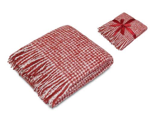 Акриловый плед Harp 130x180 см, белый/бордо