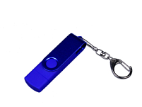 USB-флешка на 16 Гб 3 в 1 поворотный механизм, c двумя дополнительными разъемами MicroUSB и TypeC C с одноцветным металлическим клипом, синий USB-флешка на 16 Гб 3 в 1 поворотный механизм, c двумя дополнительными разъемами MicroUSB и TypeC C с одноцветным металлическим клипом, синий