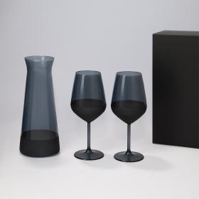 Подарочный набор декантер + 2 бокала для вина Black Edition в черной коробке