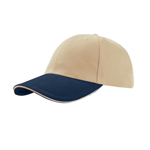Бейсболка LIBERTY SANDWICH, 6 клиньев, сэндвич, металлическая застежка, бежевый, темно-синий
