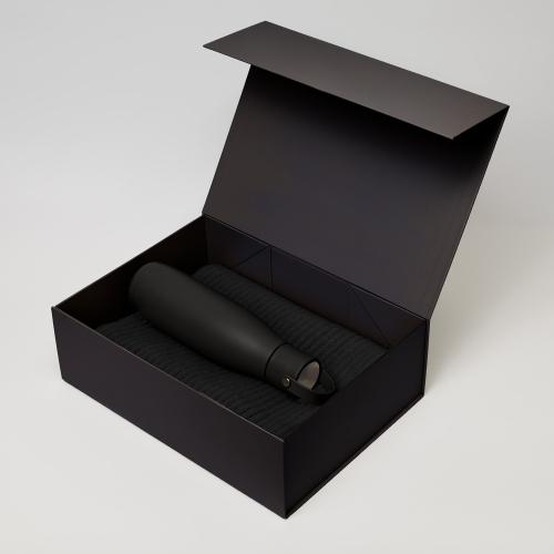 Подарочный набор Bosca, Forges, черный (термобутылка, шарф)