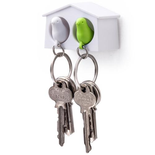 Держатель и брелок для ключей двойной Mini Duo Sparrow, Белый/зелёный