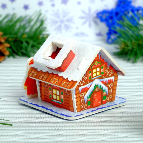 Конструктор фигурки"Дом деда мороза" 3Д   3564567, Коричневый